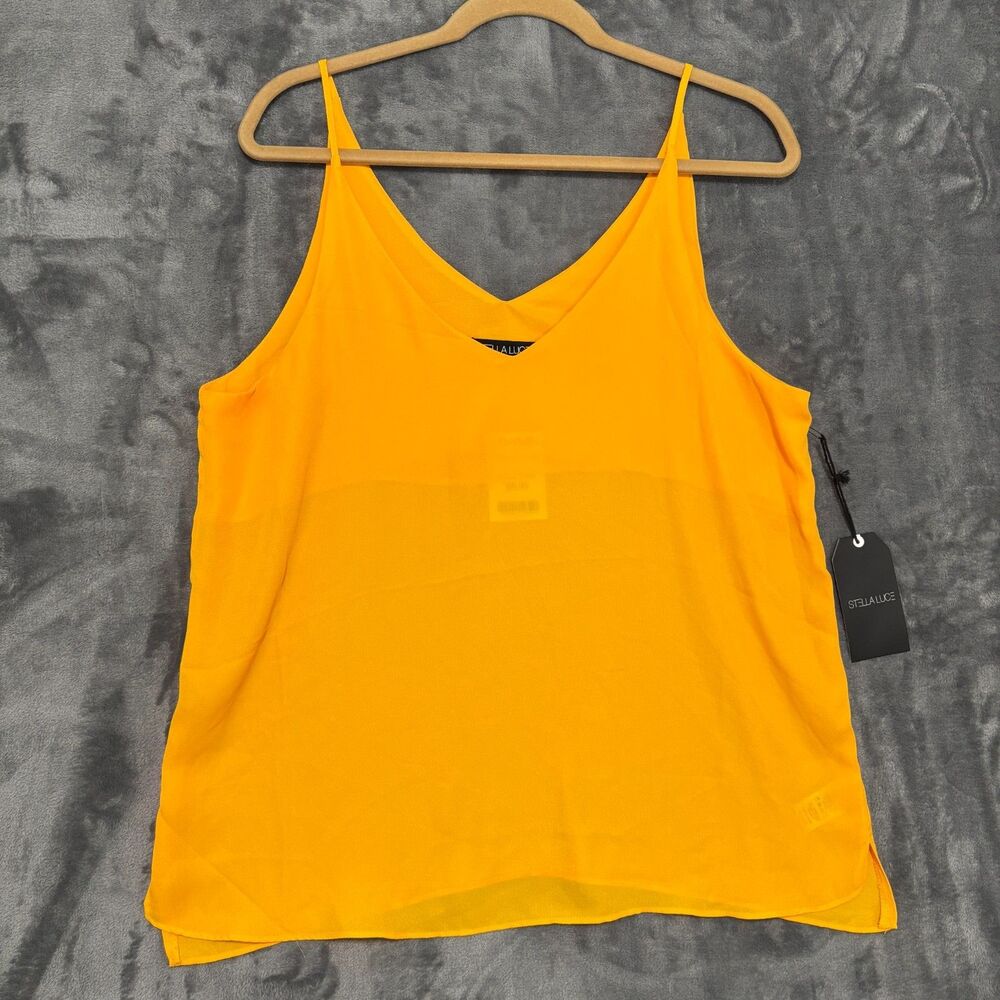 Stella Luce Orange Sheer Tank Sz XL Thin Straps